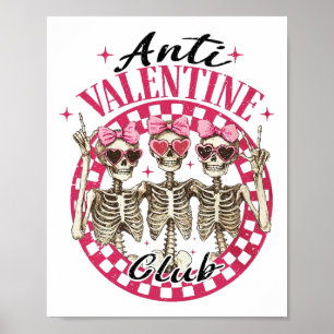 Poster Anti Valentine Club Funny Valentine's Day Vintage