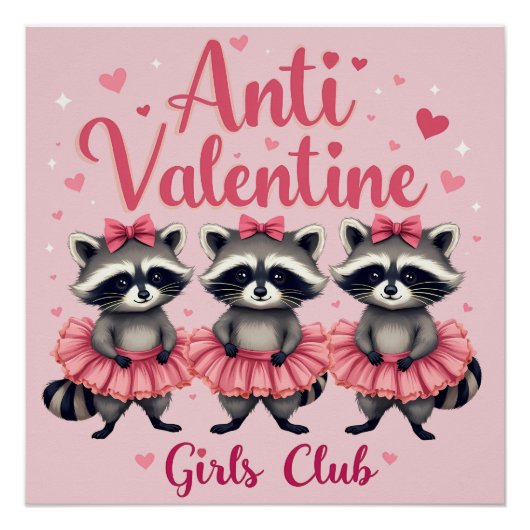 Poster Anti Valentine's Day Funny Raccoon Cute Kawaii (Devant)