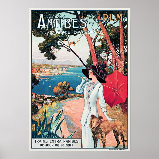 Poster ANTIBES Côte d'Azur French Resort by PLM Railways (Devant)