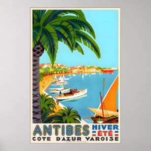 Poster Antibes Côte d'Azur Riviera française Méditerranée