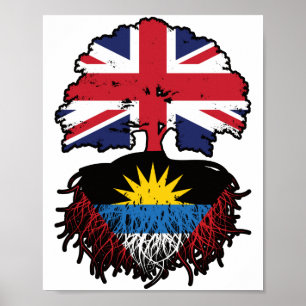 Poster Antigua Antiguan Royaume-Uni Drapeau des racines d