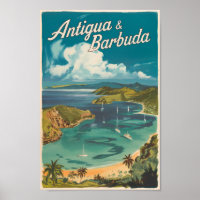 Antigua-et-Barbuda Art de voyage peint Vintage
