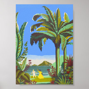 Poster Antilles Caraïbes Vintage voyage coloré