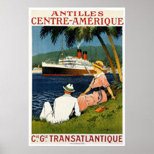 Poster Antilles Central America Vintage Ship Travel