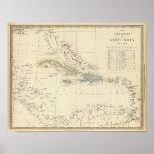 Poster Antilles ou îles de l'Inde occidentale