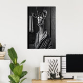 Poster Antilope drôle en robe de chambre imprimée, salle  (Bureau à domicile)