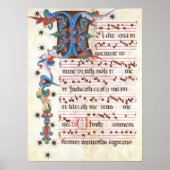 Poster Antiphon Gregoriant Chant Manuscrit médiéval (Devant)