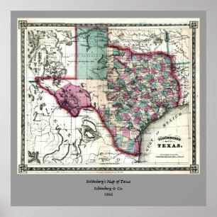 Poster Antiquarian Map of Texas by Schönberg & Co.