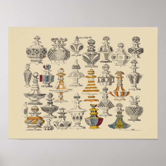 Poster Antique 1828 Conception de bouteilles (Devant)