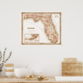 Poster Antique 1855 Carte de Floride (Cuisine)