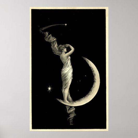 Poster Antique 1889 Femme Sur Crescent Moon (Devant)