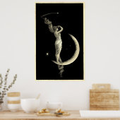 Poster Antique 1889 Femme Sur Crescent Moon (Cuisine)