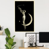 Poster Antique 1889 Femme Sur Crescent Moon (Bureau à domicile)