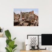 Poster Antique Amsterdam Dam 1900, Pays-Bas (Bureau à domicile)