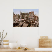Poster Antique Amsterdam Dam 1900, Pays-Bas (Cuisine)