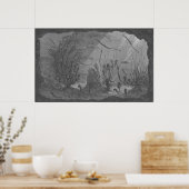 Poster Antique aquarium imprimer hippocampes poissons (Cuisine)