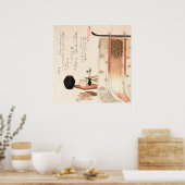 Poster Antique Asiatique Japonais Poème imprimé en bois E (Cuisine)