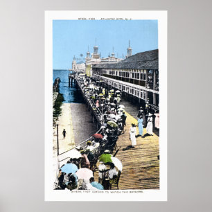 Poster Antique Atlantic City New Jersey Steel Pier