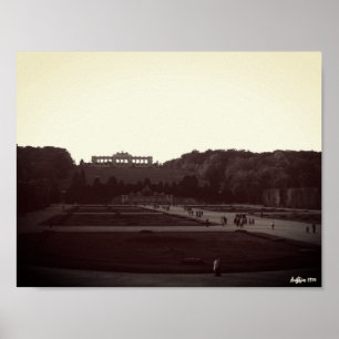 Poster Antique Autriche Vienne Jardins Schonbrunn 1970