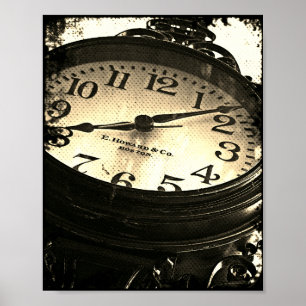 Poster Antique Bar Harbour Maine Street Horloge B&W Poste