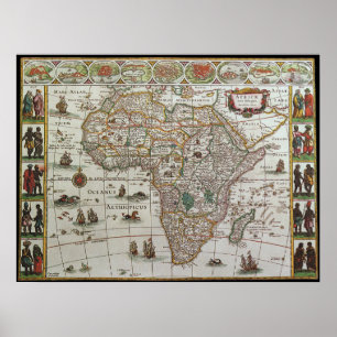 Poster Antique carte du Vieux Monde de l'Afrique, c. 1 63