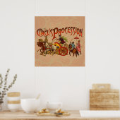 Poster Antique Circus Parade Clowns Horses (Cuisine)
