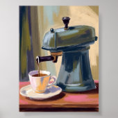 Poster Antique Coffee Machine Latte Watercolor (Devant)