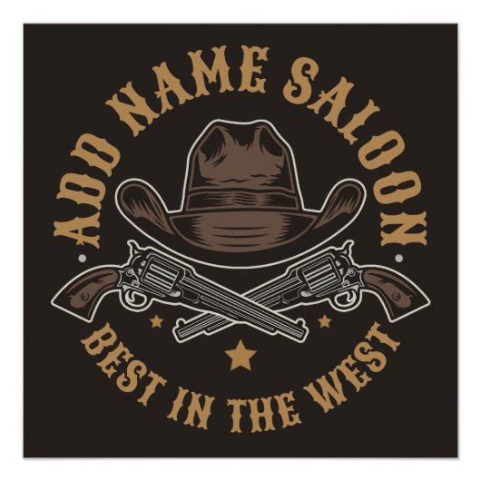 Poster Antique Cowboy Guns AJOUTER NOM Old Wild West Salo (Devant)