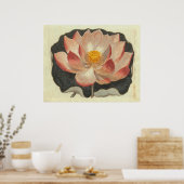 Poster Antique gravure de Lys d'Eau, Lotus Blossom (Cuisine)