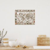 Poster Antique Historique Ancien Monde Atlas Continents (Cuisine)