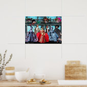 POSTER ANTIQUE ITALIENNE PUPPETS MASQUERADE COSTUME PARTI (Cuisine)