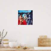 POSTER ANTIQUE ITALIENNE PUPPETS MASQUERADE COSTUME PARTI (Cuisine)