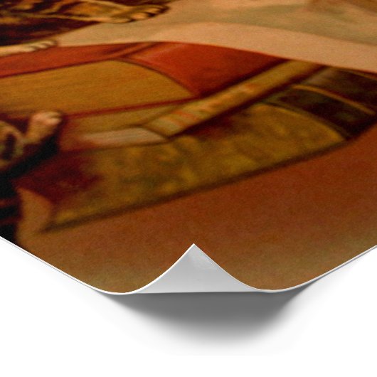 Poster Antique Kittens & Books Kitty School (Coin)