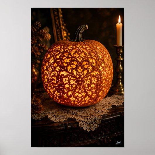 Poster Antique Lace Carved Pumpkin (Devant)