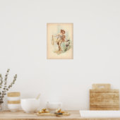 Poster Antique Lithographie Imprimer Iris Nymphe (Cuisine)