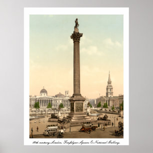 Poster Antique Londres Angleterre, Trafalgar Carré