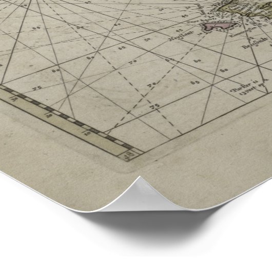 Poster Antique Map of Channel, 1666 (Coin)