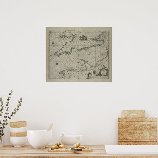 Poster Antique Map of Channel, 1666 (Cuisine)