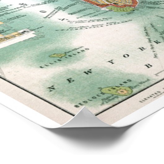 Poster Antique Map of Lower Manhattan and Central Park (Coin)