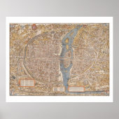 Poster Antique MAP PARIS vintage (Devant)