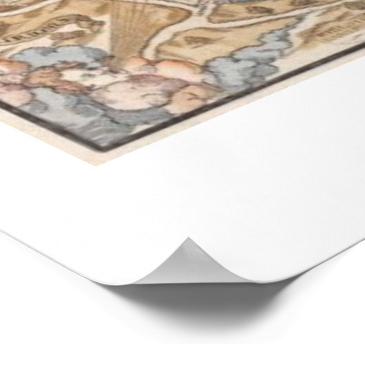 Poster Antique MAP PARIS vintage (Coin)