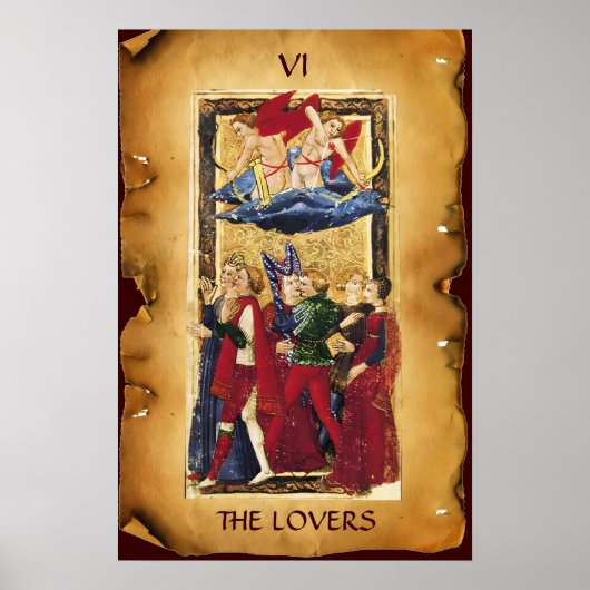 POSTER ANTIQUE RENAISSANCE TAROTS 6 / LES LOVERS (Devant)