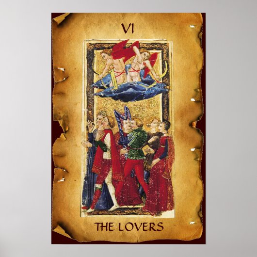 POSTER ANTIQUE RENAISSANCE TAROTS 6 / LES LOVERS (Devant)