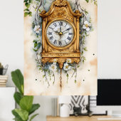 Poster Antique Rococo-style clock, likely painted in wate (Bureau à domicile)