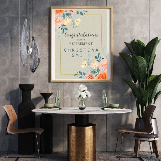 Poster Antique Rustique Floral Aquarelle Parti de retrait