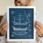 Poster Antique Ship Blueprint I