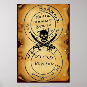 POSTER ANTIQUE TALISMAN / PIRATES CARTE DU TRÉSOR