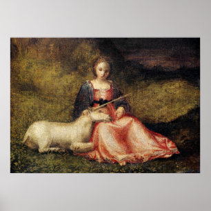 Poster Antique Unicorn Painting