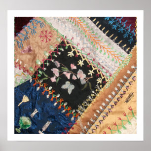 Poster Antique Victorian Crazy Quilt Carré