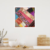 Poster Antique Victorian Crazy Quilt Carré (Cuisine)